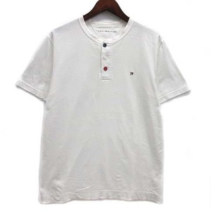 トミーヒルフィガー TOMMY HILFIGER ヘンリーネック Tシャツ カットソー 半袖 ワンポイント ホワイト 白 M 11-4222904-110 メンズ