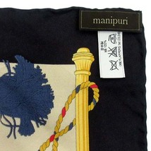 マニプリ manipuri シルク スカーフ 65 タッセル 紺 ネイビー 日本製_画像6