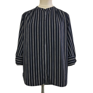 eni.s.senisisanySiS blouse cut and sewn slit neck stripe tuck 7 minute sleeve 2 navy blue white navy white lady's 