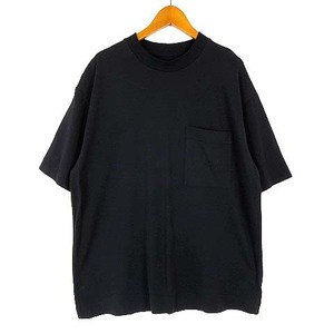 無印良品 良品計画 Tシャツ ムラ糸 ビッグ ポケットT クルーネック コットン 半袖 S-M 黒 ブラック レディース