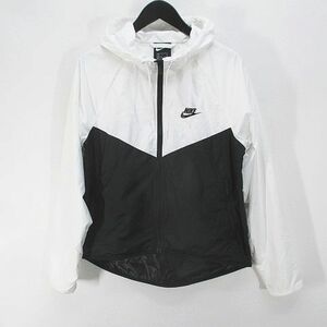  Nike NIKE sport wear long sleeve Wind breaker Parker S white series white Zip up Logo print bai color hood reti-