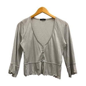  Comme Ca Ism COMME CA ISM cardigan 7 minute sleeve V neck plain lame gray lady's 