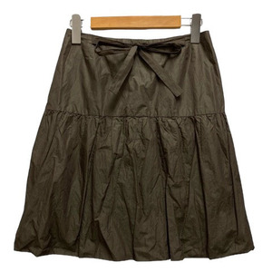  Rouge Phonce Rouge Fonce skirt flair gya The - ribbon plain lining knees height 34 green khaki lady's 