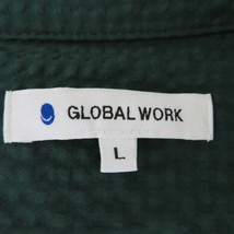 未使用品 グローバルワーク GLOBAL WORK カジュアルシャツ 七分袖 オープンカラー チェック柄 オーバーサイズ L 緑 グリーン メンズ_画像4