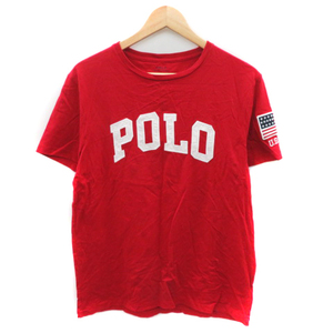 ポロ ラルフローレン POLO RALPH LAUREN Tシャツ カットソー 半袖 ラウンドネック ロゴ刺? M 赤 レッド /YK8 メンズ