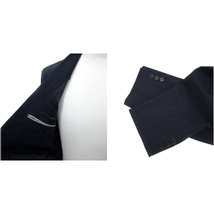 レミュー スーツ セットアップ 上下 テーラードジャケット シングルボタン スラックスパンツ ロング丈 チェック柄 A4 青 黒 メンズ_画像3