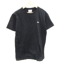 ラコステ LACOSTE Tシャツ カットソー 半袖 ラウンドネック ロゴワッペン 2 S ブラック 黒 /YM24 メンズ_画像1