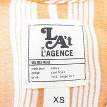 LA't L'AGENCE ストライプ柄 ノースリーブ 膝上 ミニ フレアワンピース ワンピース XS オレンジ系 ポケット レディース_画像3