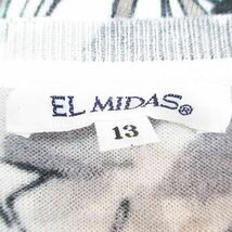 エルミダ EL MIDAS 花柄 フラワー 七分袖 ニット セーター 13 白系 ホワイト リブ 毛 ウール レディース_画像3