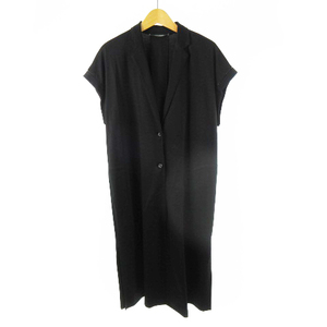 ブランベール blancvert ワンピース ロング 半袖 袖装飾 ビジュー 黒 ブラック コットン 36 レディース