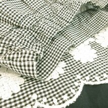 ドゥファミリィ ドゥファミリー スカート フレア ミモレ ロング 刺繍 花柄 スカラップ ギンガム チェック バックゴム コットン M 黒_画像4