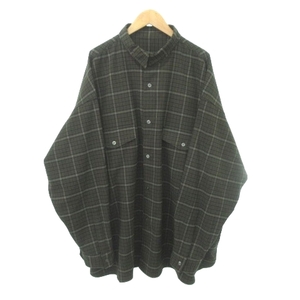 フレッシュサービス fresh service 美品 22AW WOOLY STRETCH TAB-COLLAR SHIRT オーバーサイズ シャツ 長袖 チェック モスグリーン