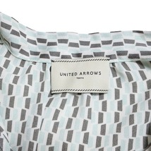 ユナイテッドアローズ UNITED ARROWS 美品 近年 ボウタイ ブラウス 長袖 シャツ 総柄 プルオーバー 38 M相当 グリーン系 ■GY14 X_画像7