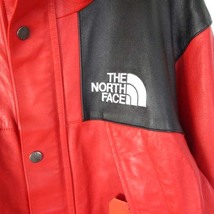 未使用品 シュプリーム ザ ノースフェイス タグ付き NF0A3VJ8 18AW Leather Mountain Jacket レザー マウンテンジャケット パーカー レッド_画像5