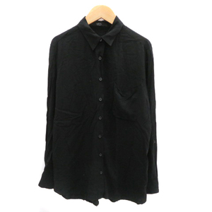  azur bai Moussy AZUL by moussy casual shirt long sleeve plain oversize M black black /YK26 #MO lady's 