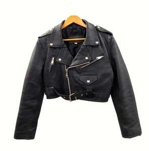 LONDON LEATHER GOLD ダブルライダース ジャケット ショート丈 レザー カウハイド 牛革 ブラック M レディース