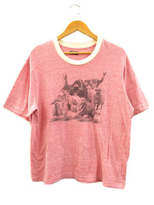 マーティーアンドサンズ MAATEE&SONS Tシャツ アニマルプリント ピンク メンズ