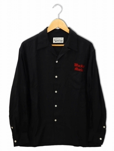 ワコマリア WACKO MARIA 2023SS 50'S OPEN COLLAR SHIRT (TYPE-2) ロゴ刺繍 長袖 オープンカラー シャツ L BLACK(ブラック) メンズ