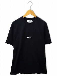 エムエスジーエム MSGM GIROCOLLO STAMPA MICRO LOGO クルーネック ロゴ プリント 半袖 Tシャツ カットソー M BLACK(ブラック) メンズ