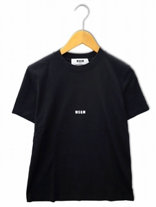 エムエスジーエム MSGM クルーネック ロゴ プリント 半袖 Tシャツ カットソー S BLACK(ブラック) レディース