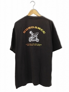 SUNDANCE サンダンス 胸ポケット 半袖 プリント クルーネック Tシャツ XL BLACK ブラック メンズ