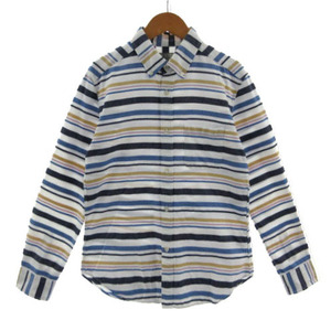  United Arrows A DAY IN THE LIFE UNITED ARROWS shirt button down long sleeve multi border made in Japan white blue navy blue ocher pink S