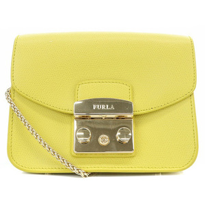 フルラ FURLA メトロポリス チェーンショルダーバッグ レザー 黄色 イエロー /SR32 レディース