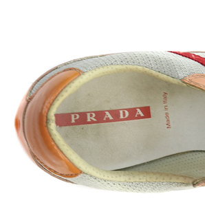 プラダ PRADA レースアップ スニーカー 切替 37 24cm グレー オレンジ /SR22 レディースの画像8