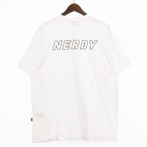 ノルディ NERDY 良品 BASIC T-SHIRTS Tシャツ カットソー 五分袖 ロゴプリント コットン 白 ホワイト M トップス ■SH_画像4