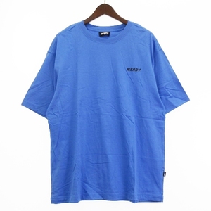 ノルディ NERDY RGB LAYERED LOGO 1/2 SLEEVE T-SHIRT Tシャツ カットソー 五分袖 ロゴプリント コットン 青 ブルー L トップス ■SH メン