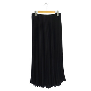 未使用品 ザラ ZARA PLEATED SKIRT プリーツスカート ロング サテン イージー USA M 黒 ブラック /MY ■OS レディース