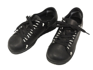 jiu. rain leather shoes 23.0 EEEE black black side fastener shoes original leather senso Uni ko lady's 