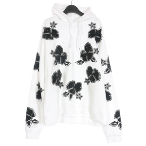 ディースクエアード DSQUARED2 23SS Goth Flowers Herca Hoodie ラインストーン プルオーバーフーディ パーカー M 白 ホワイト S74GU0689