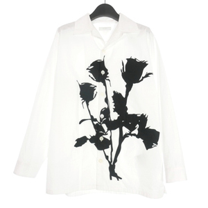 プラダ PRADA エンブロイダリー ポプリン オープンカラーシャツ 長袖 XS ホワイト 白 UCN542 国内正規 メンズ