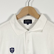 パーリーゲイツ PEARLY GATES ポロシャツ ゴルフウェア 半袖 チェック柄 ロゴ 白 ホワイト 5 L相当 メンズ_画像3
