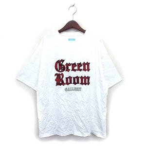 グリーンルーム GreenRoom カットソー Tシャツ ロゴ コットン 綿 透け感 オーバーサイズ クルーネック 半袖 L 白 ホワイト /NT29 メンズ