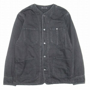 美品 23aw マインデニム BLANCKET LINING NOCOLLAR COVERALL カバーオール ブラックデニム ジャケット ブランケットウール ノーカラー