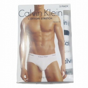 未使用品 カルバンクライン CALVIN KLEIN 3Hip Brief COTTON STRETCH 下着 ブリーフパンツ 3枚セット S ブラック ホワイト グレー/7 メンズ