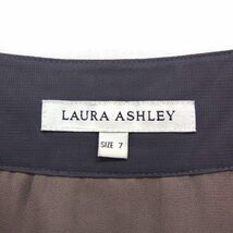 ローラアシュレイ LAURA ASHLEY ノースリーブ ワンピース ひざ丈 花柄 切替 シフォン 7 グレー 灰 パープル 紫 /FT5 レディース_画像3