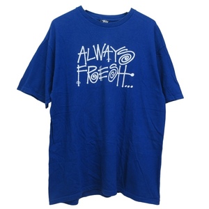 ステューシー STUSSY Tシャツ 半袖 ALWAYSFRESH プリント ブルー Lサイズ S189 0404 メンズ