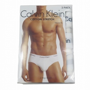 未使用品 カルバンクライン CALVIN KLEIN 3Hip Brief COTTON STRETCH 下着 ブリーフパンツ 3枚セット M 白 ホワイト/2 メンズ