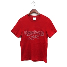 リーボック Reebok ロゴ刺繍 Tシャツ カットソー クルーネック 半袖 コットン 綿 S レッド 赤 /FT6 メンズ_画像1