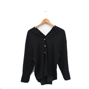  Kei Be efKBF Urban Research рубашка блуза длинный рукав V шея точка 1 черный чёрный /KT4