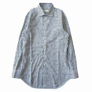 美品 エトロ ETRO ストライプ ペイズリー シャツ カットソー 長袖 192-11451-3024 サイズ37 ホワイト/ネイビー メンズ