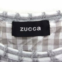 ズッカ zucca ギンガムチェック ブラウス 半袖 ボートネック コットン 綿 M グレー 灰 /FT20 レディース_画像3