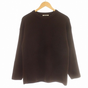 オーラリー AURALEE 18AW SUPER FINE WOOL RIB KNIT BIG P/O リブ ニット セーター ウール 3 M 茶 ブラウン