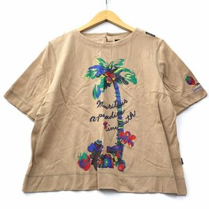 トピィーズ Topys コットン 鹿の子 プリント Tシャツ カットソー ベージュ レディース