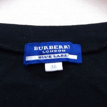 バーバリーブルーレーベル BURBERRY BLUE LABEL 国内正規品 Tシャツ カットソー 英字 ビジュー装飾 半袖 丸首 綿 38 黒 /HT14 レディース_画像3