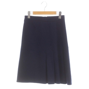 kyaro Lee naherelaCAROLINA HERRERA wool pleated skirt pcs shape knees height 2 navy blue navy /ES #OS lady's 