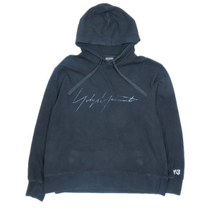 ワイスリー Y-3 Distressed Signature Hoodie シグネチャーグラフィック パーカー フーディ プルオーバー ロゴ プリント 刺繍 黒 ブラック